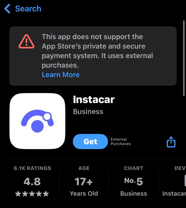 苹果用警告“恐吓”欧盟用户，试图打压支持第三方支付的 iOS 应用